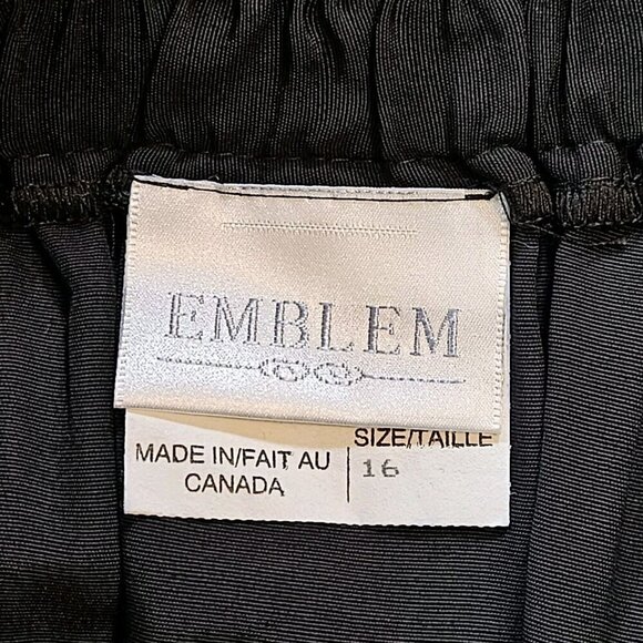 Emblem Pants Women 16 Black Waist Embroidery Tribal Elastic Zip Pleated Boho VTG - Picture 3 of 16